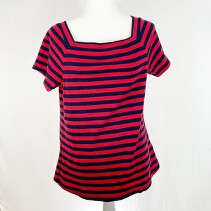 Anthropologie Postmark Striped Ribbed Square Neck Top Size XL